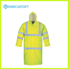 Fluorescence Color Reflective Waterproof PVC Polyester Rain Jacket
